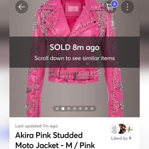 Akira Pink Studded Moto Jacket - M / Pink
